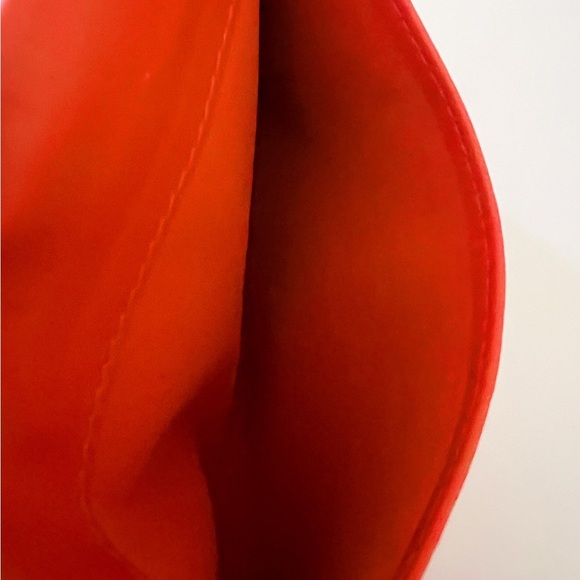 Barneys New York Orange Envelope Leather Fold Over Wallet - Picture 4 of 6